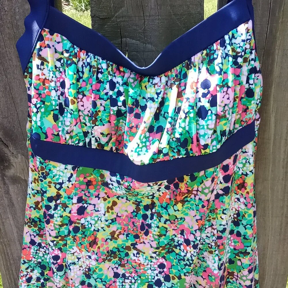 Rose Marie Reid Swimsuit One Piece Modest Print Size 12 Multicolor Padded - Picture 7 of 14